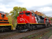 CN 435 with recently repainted CN 8103 leading, passes RLHH 3403 working Brantford Yard.  The RLHH was backing up at the time, so the timing worked out pretty good.  Thanks for the heads up James, it was a good thing we crossed paths this afternoon.