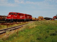 A westbound CP CWR train returns off the Tisdale Sub after dropping rail that was lifted off the Gravelbourg Sub