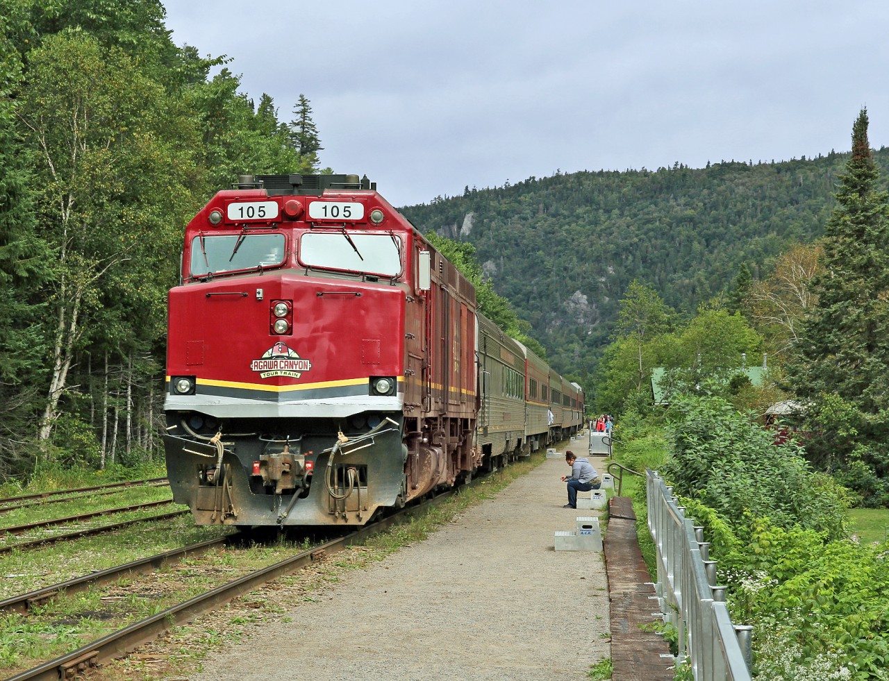 F40PHR CN 105 sits at the head of the Agawa Canyon Tour Train ready to make the return trip from the canyon to Sault Ste. Marie.