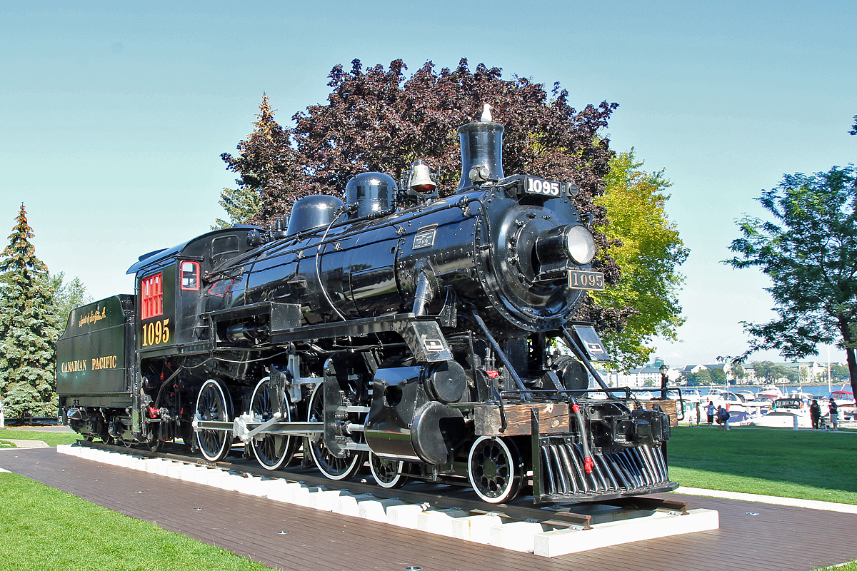 Built by Canadian Locomotive Company in Kingston in 1913 Class D10h 4-6-0 CP 1095 now sits on display at the Kingston Visitor Centre. (Former Kingston Inner Station on the Kigston & Pembroke Railway)