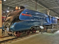 Recently returned from the U.K. and cosmetically restored for the "Great Gathering" is Gresley A4 Class pacific 4489 "Dominion of Canada" now proudly displayed in the Angus Pavilion.
