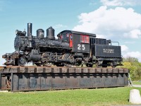 Baldwin 2-4-0 built in 1900 as a 2-4-0T, ex Dominion Steel & Coal Corp, Old Sydney Collieries and Nova Scotia Steel & Coal sits as "Gate Guardian" at Exporail