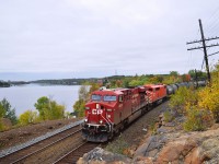 Another ex CP red barn makes it's way eastward to it's new home in Quebec. CP 8882 and CMQ 9017 lead a long 112 in Sudbury, Ontario. 