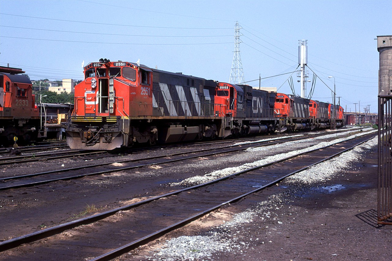 Definitely not designed for style, the M-420's were not common in Halifax at this time. They were certainly not my favorite - big ugly nose that is not proportional to the body, clunky trucks, crudely angles fuel tank and an almost featureless side-body. It is hard to find something aesthetically pleasing about these locomotives. I prefer to look at what trails the ugly duckling.