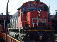 CN 2306 rides the turntable at the shops. Later this evening, it would lead train 205 out of Halifax for Montreal.