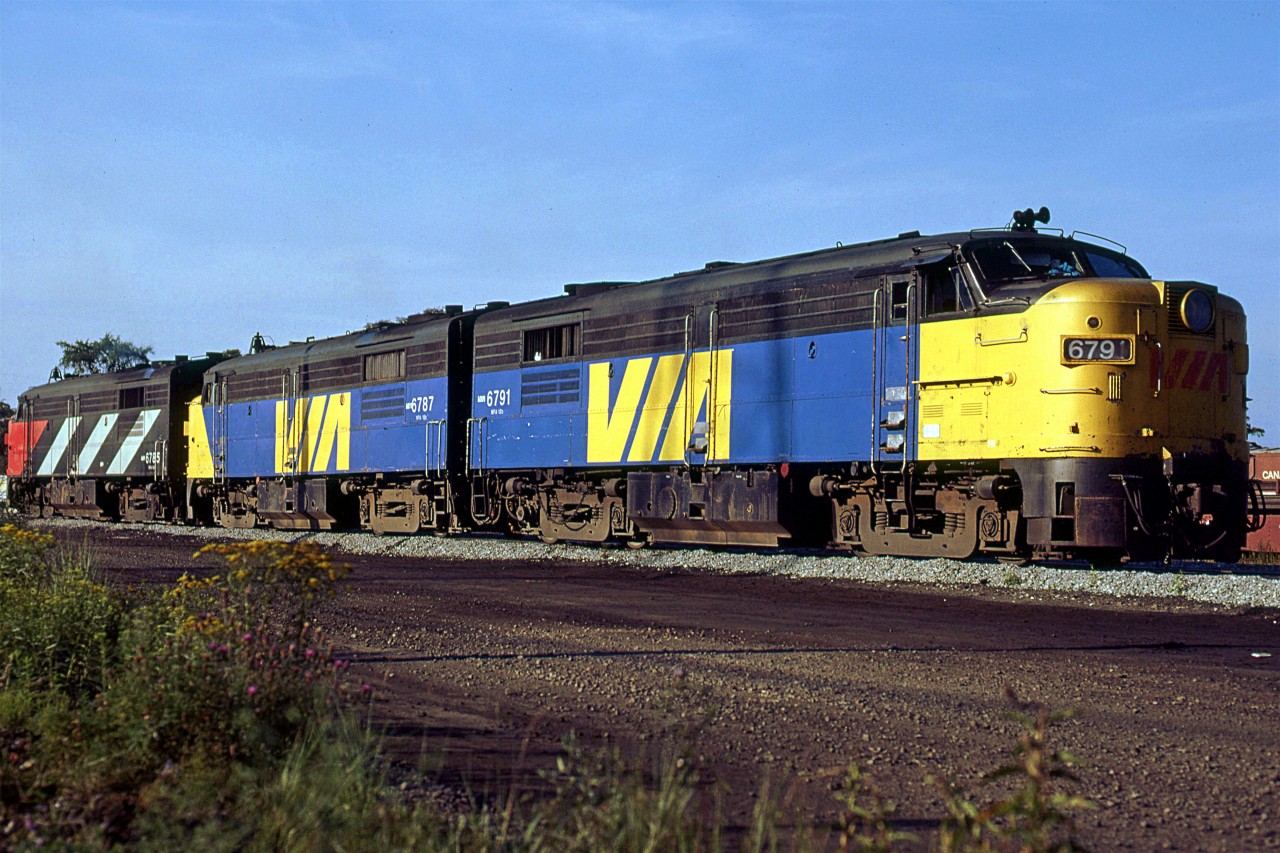 VIA 6791, 6787 and 6785 look to be an engine set from one of the two Montreal - Halifax trains ("Atlantic" and "Ocean"). I could not tell you whether they had arrived today or were prepared for departure, though.