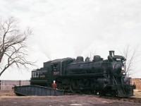 On a nearly colourless day, the late Del Rosamond captured Pacific-type #2207 backing onto the Pembroke turntable.