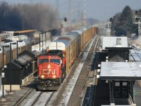 A solid 95 loaded multilevels from GM Oshawa rips west past the Aldershot VIA/GO station...it wasn't much longer that the two daily WB solid auto trains lasted out of Oshawa, these 10,000 foot trains were nice.  