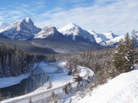 KSF940 snow fighter CP 5711-61 rounds Morant's Curve on this beautiful but very cold November morning. Mainline plowing, switch cleaning and backtrack clearing is the order of the day for this brand new addition to CP's snow clearing fleet.