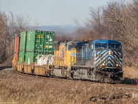 After filming this pair a few days earlier on CP 143 at Midnight, I was more than happy to hear this pair was back on 142 on a beautiful Fall day. 

CP 142 comes around the bend at Lovekin with a Bluebird CEFX on point, and a UP SD70M trailing. (11:45)