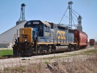 CSx local D924 is seen here switching the large elevator in town. Today the local brought in 35 cars, dropped most off here after switching for several hours then ran to Dresden to turn back east to drop 6 cars and lift 2 at Tupperville then dropped a single hopper at another siding in Wallaceburg before continuing back to Sarnia with 3 cars. Such a fascinating operation this was.