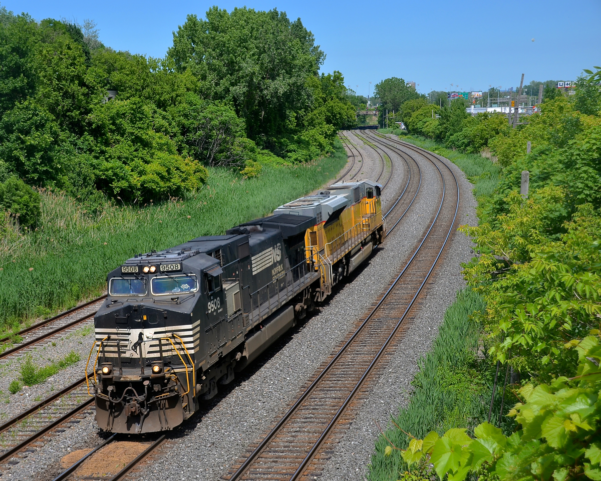 CN 393, late and light. CN 393 is returning light towards Taschereau Yard a day later than usual, after dropping his train off at Southwark yard. This power came into Montreal on CN 529 and went to Richmond on CN 394 where the crew booked rest.