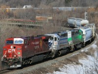 Good Friday is always a great trainwatching day....here, on Good Friday 2008....CP 246 winds it's way down the
Hamilton Sub at Bayview with a decent sized train