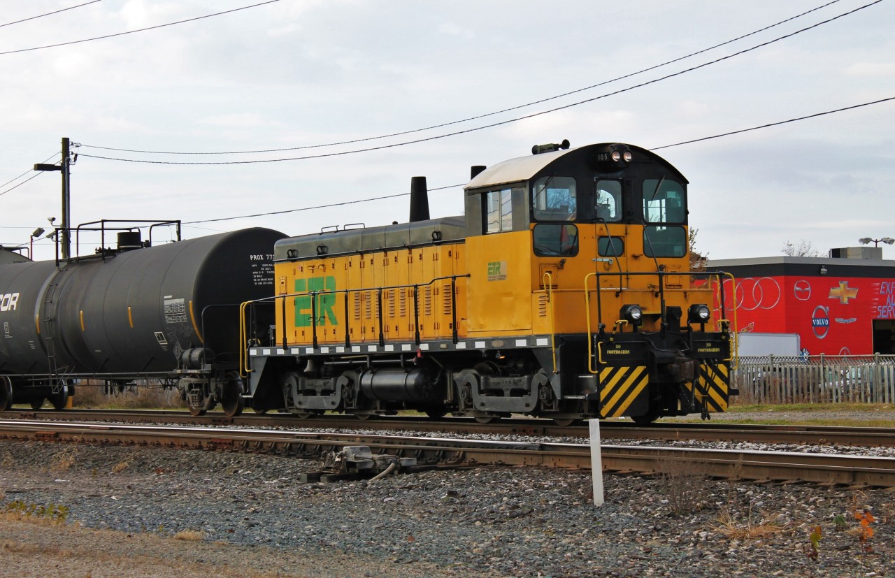 After a long day of switching industries on the city's West end ETR has a good sized train for CN 438 later tonight. This is at Dougall Ave. in Windsor. Here the ETR has to cross over the Windsor Sub to get into CN's Van de Water Yard via CP's connection into the yard just West of Dougall.
