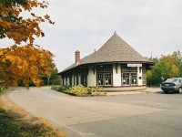 The restored CPR Parry Sound station on a sunny fall day.