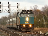 A few years back, CN started a project of triple tracking their mainline between Napanee and Belleville, as well as adding a third track between Grafton and Cobourg. Here we find VIA 6415 with train 64 approaching Station Road at Grafton, flying underneath the signals as it continues east for Belleville.
