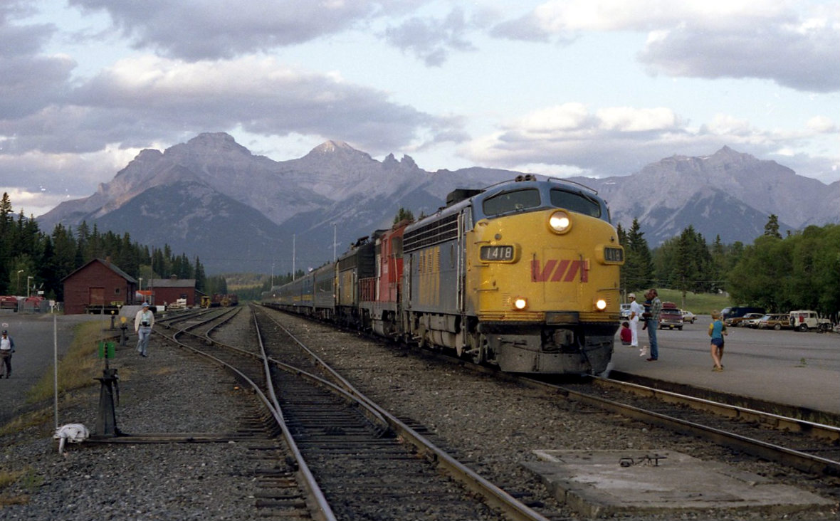 West bound number ! getting ready to depart Banff. The excessive amount of dust on the units is from the mount st Helen's eruption just a few weeks before.