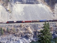 Looking more like a model, 2 SD40-2W's rumble through the White Canyon