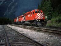 My note say this is eastbound and at Partridge. I don't think that one of those observations is correct. I don't remember Partridge having a third track, and the engines look to be working hard. Therefore, I believe that this is Yoho, and it is working uphill toward the east..