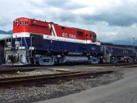 BC Rail was transitioning to this gawdaweful paint scheme in the mid "80's. Here is 631 and mated slug S 406 at North Vancouver - both in the new paint.
