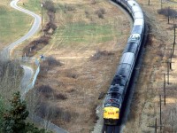 Eastbound "Canadian" is in west Calgary at Edworthy Park.