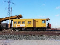 Loram rail grinding train was parked by the General Motors plant in Oshawa and I would guess it's their caboose since it's at the tail end.