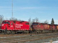 Waiting in CP's Scotford Yard for their next assignment are GP38-2 CP 3127, and AC4400CW's CP 8544 and 9712