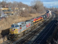 It was a Green Christmas in Montreal this year, perfect for a Southern Belle.  CN 529 arrived Montreal with an unlikely, but much appreciated (and photographed) lashup.