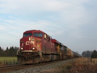 Ever had to chase high ballin oil cans from Hamilton to practically Woodstock because of your scanner? If so, you may relate to this story... CP 8705 was cleared north on the Hamilton Sub out of Kinnear. Didn't hear it because the transmission was muffled, so I assumed it was a yard job or 255 or 247. But thanks to a Facebook post, it was empty CP oil train, 647 with CSX 3028 trailing. After 246 showed up at 6 in the morning with a UP, amd in the dark, this was our only foreign power for the day. We drove all the way from CN Snake, to Ayr, Ontario to catch up to 647 and see it. We arrived in Ayr, and it was still a while away (so I thought). So,we headed east to Orr's Lake siding. Missed it. Then drove to Wolverton, but it would of been too close. So, we decided to go to Blandford Siding where we finally caught it. 