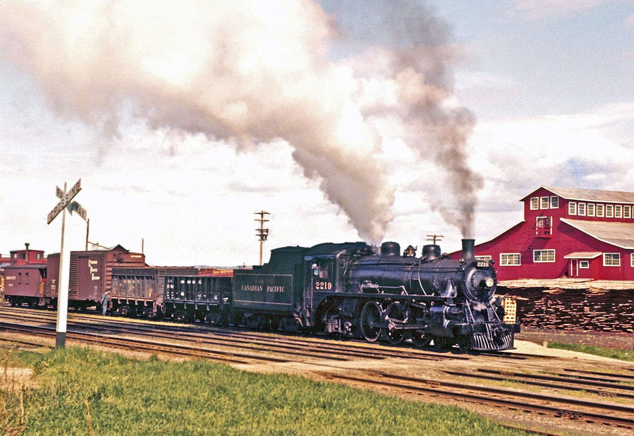 Pacific-type #2219 works the yard at Consolidated Paper Corporation, Pembroke, circa 1959.