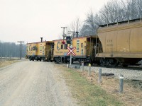 With Chessie 4302 and 5529 leading, its only fitting the east bound has two cabooses ( vans perhaps )  trailing. 