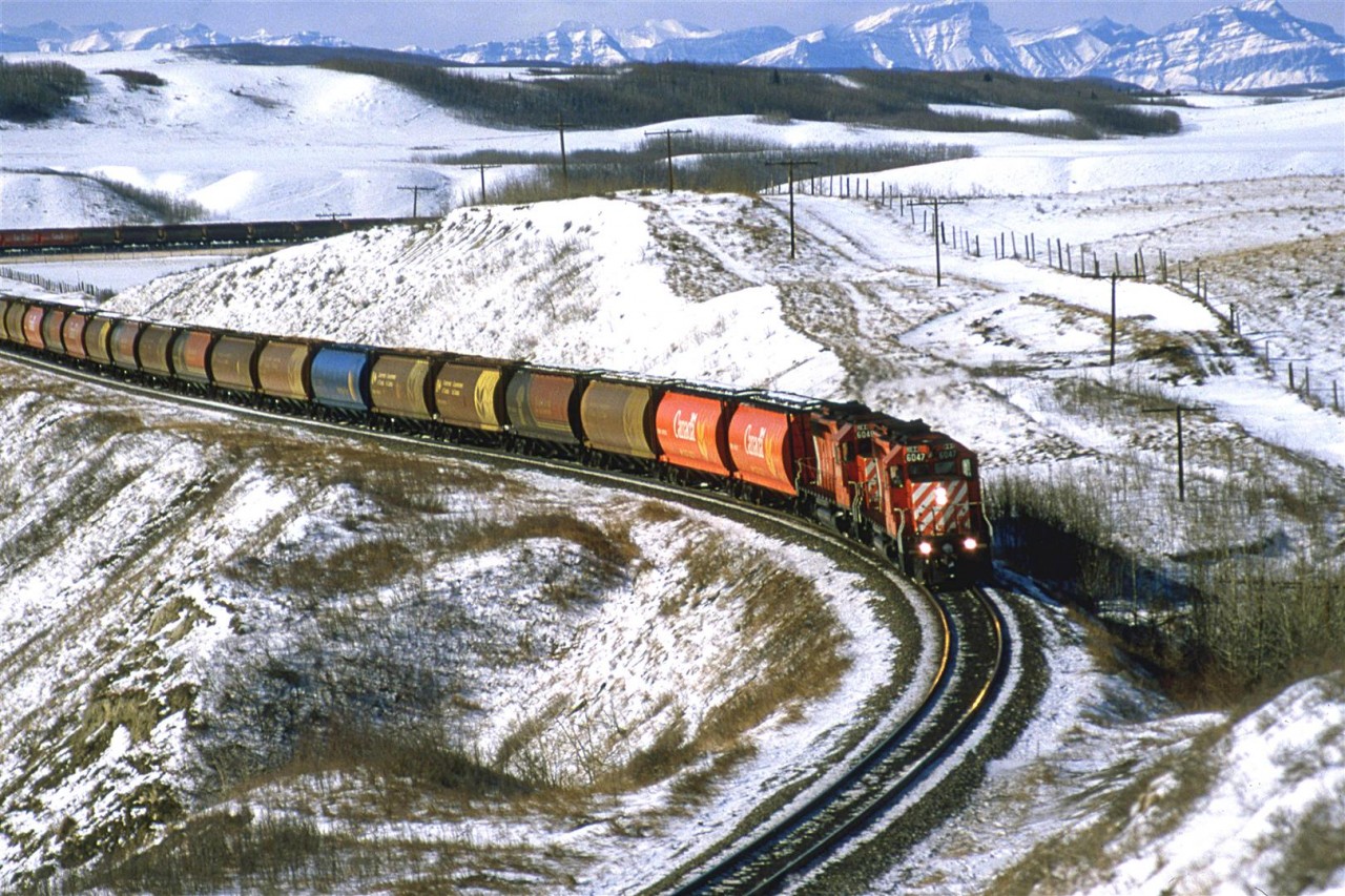 A few minutes after the eastbound "Canadian" passed, CP followed up with an empty grain train.