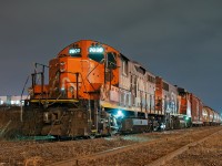 Class unit CN 7000 sits at Keating Yard as we finished switching Kemira Waterworks and Canroof in downtown Toronto. 