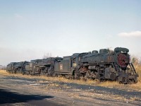 Built in 1919 by CLC, Mikado-type #3386 awaits her fate in Allandale yard.  Several mighty Northerns – their numbers unclear - also rest amongst the weeds.  The locomotives would likely soon be sent to London for scrapping.
