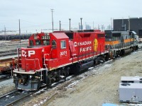 GP38-2 built in 1985 ready to go out with a GP40-2 on a local train.