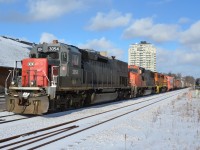 Knowing CN 5686 was providing horse power for the out of service GEXR 3393, I made use of my 2 hour break between class. Here 431 is passing the Guelph VIA station on a frigid, winter afternoon.