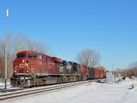 <b>CP and NS on CN.</b> CN 529 (which is a run-through train from Pennsylvania that usually has 100% NS lashups) has a mixed CP/NS/CP lashup for the second time in three days (CP 8724, NS 9838 & CP 9662) as it heads west on CN's Montreal sub with a short train.