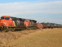 CN 2864 with CN 8893 lead train 331 west at Camlachie Sideroad on a spectacular January day.