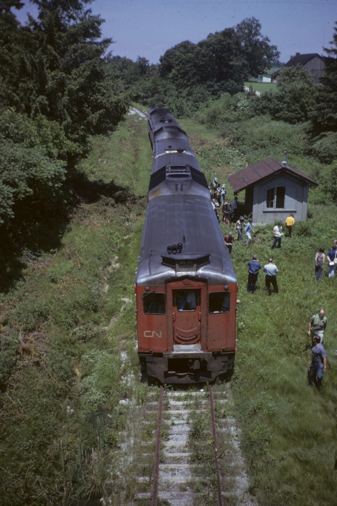 We're on an Upper Canada Railway Society excursion from Toronto to Port Stanley ON. Here...on one of the runpasts taken from the bridge on Sparta Line...we're looking north at Union Station. Just west of Union ON. On google maps...it's still there.
