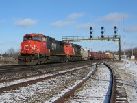 CN M331 with a C44-9W and a SD70M-2 up front is ready to start his work at Paris JCT. 