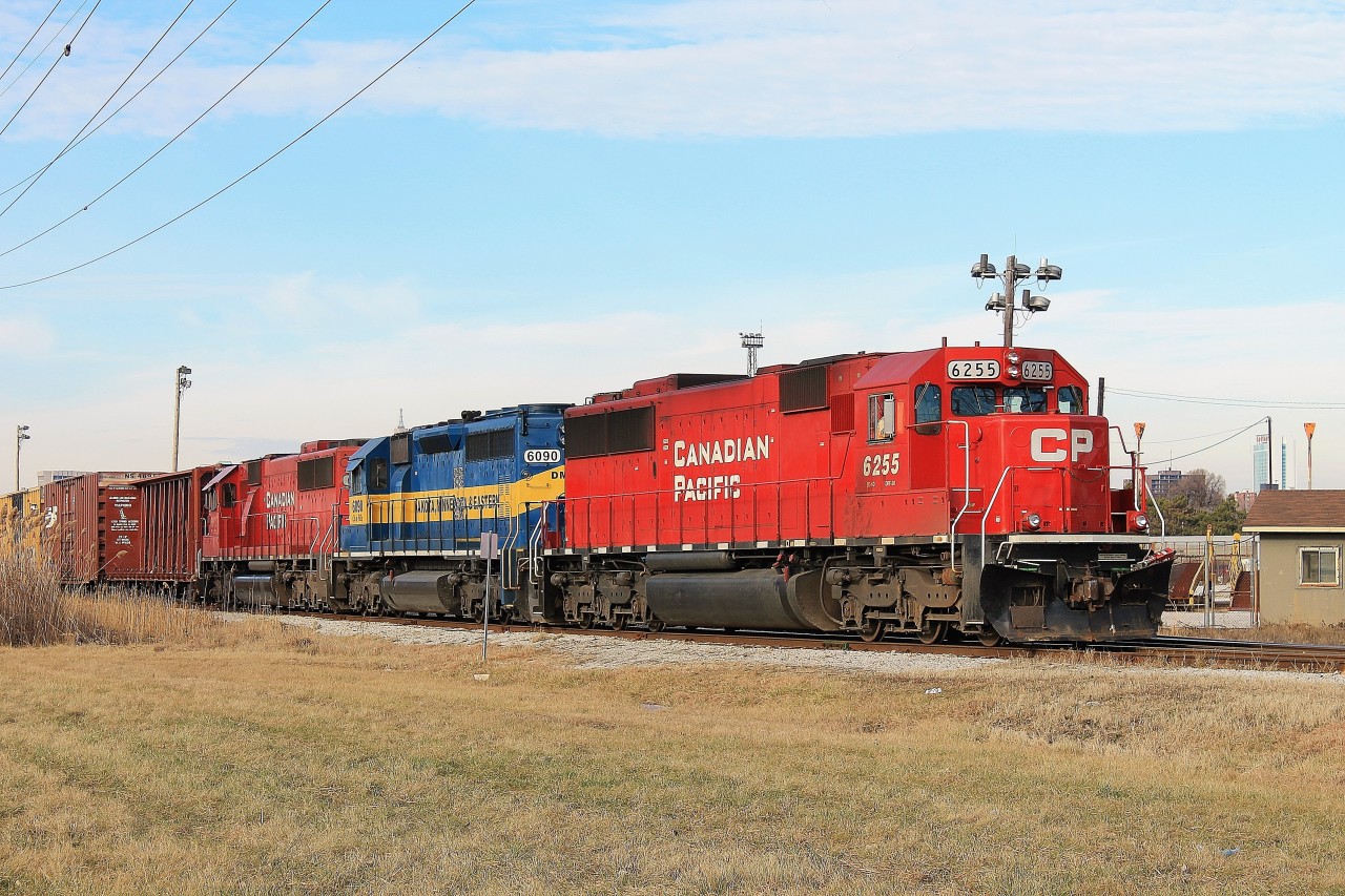 The local yard power switches the ETR/CP Interchange Yard on a sunny Thursday afternoon. This power is usually on trains T-28/27 and T-20/21 but today they were assigned to yard duty.