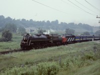 CN 6060 and CN/VIA FPA4 6785 power this Saturday July 26 1980 National Railway Historical Society excursion through the Don Valley and up to Washago and back down the Newmarket Sub.  Dad and I had along with us -  this day - the late J David Ingles, the then managing editor of Trains magazine.
