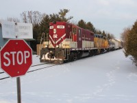 Almost a year ago today on OSR. Stop! A train! Somewhere between Woodstock and Beachville.