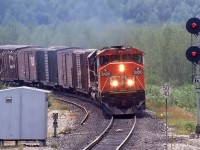 The third Toronto west hotshot (215 217 came first) arrives at Capreol for a crew change.