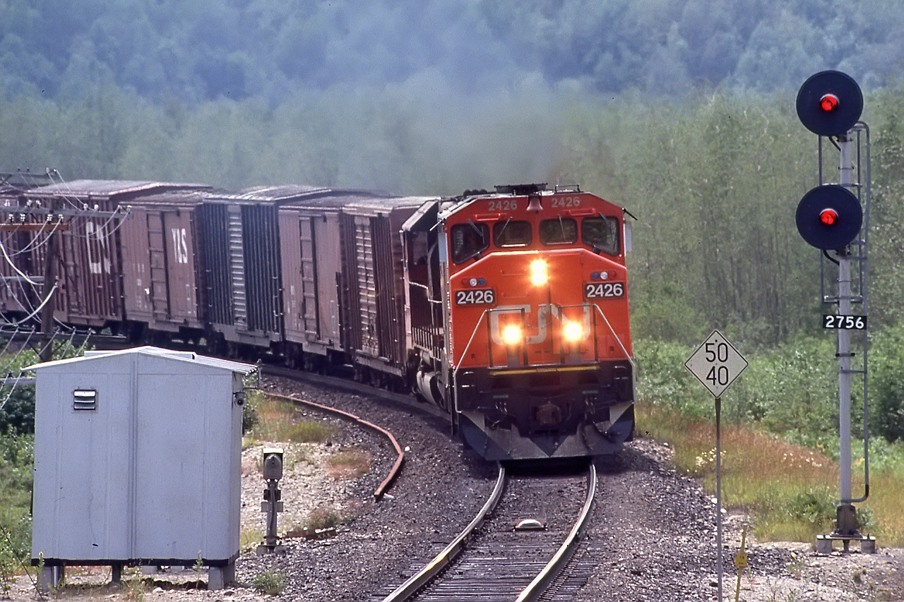 The third Toronto west hotshot (215 217 came first) arrives at Capreol for a crew change.