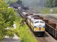 First time in a long time trying to scan negatives reveals the day the Royal Canadian Pacific came through Cambridge. The only thing better was 2816 when she came through. I wonder if Hunter has ever once wondered if he should have maintained 2816. I see that as one of the worst short sighted moves by todays modern business "Cash is all the matters "mindset. When you forget where you came from......At least we still have the RCP