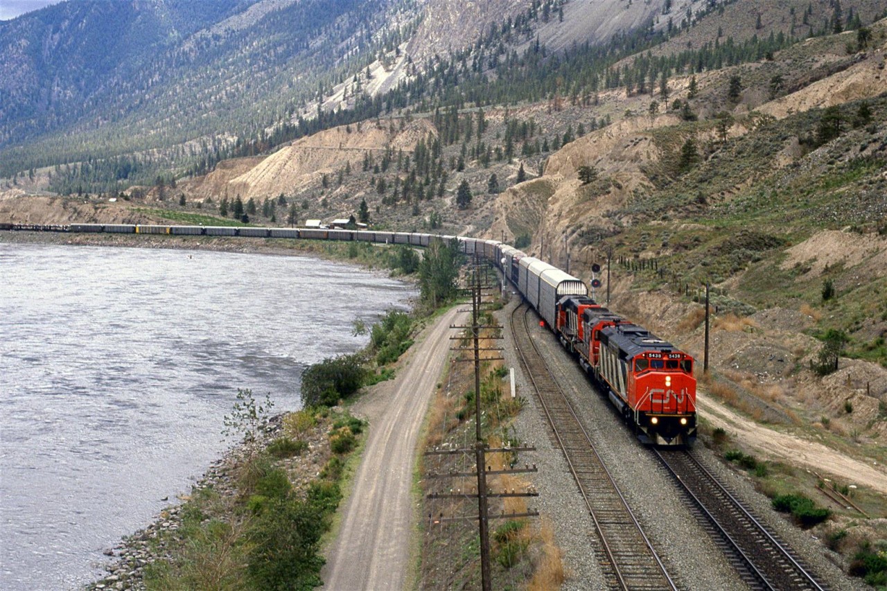 Eastbound auto train at Spences Bridge