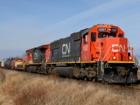 Train 509 returns to London, ON., with IC 1037 leading and CN 2628 trailing.