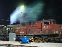 Delivered in January 2003 this AC4400 is shown here immediately following a cold start on a chilly early April night.