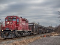 After being tied down overnight at the Oshawa yard, the CWR train is on the move again heading West through Ajax with an SD40-2 on point! 
